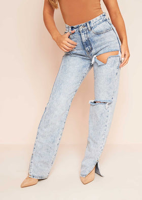 Kassie Acid Wash Split Hem Jeans