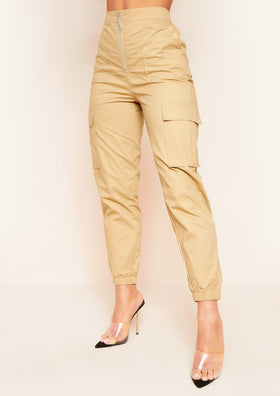 Vanina Beige Cargo Pocket Trousers