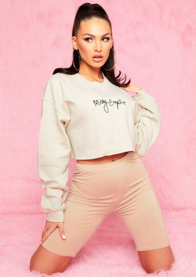 Nicole Sand Missy Empire Branded Slogan Cropped Sweater