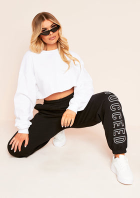 Ava Black Succeed Slogan Joggers