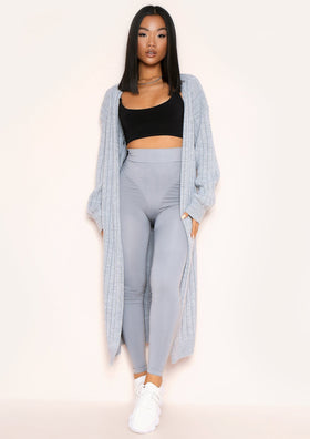 Zara Grey Longline Knitted Cardigan