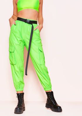 Nicole Neon Green Cargo Trousers