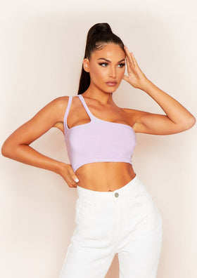 Kaley Lilac Double Strap Slinky Crop Top
