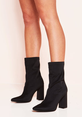Jessy Black Lycra Pointed Sock Boots