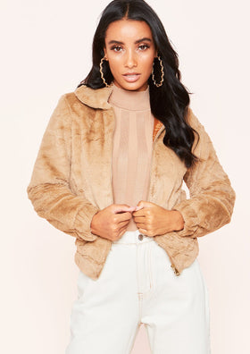 Malaya Beige Faux Fur Jacket