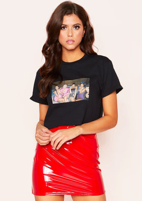 Kendall Black Middle Finger Graphic Cropped T-Shirt