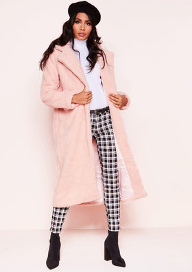 Karen Pink Teddy Borg Longline Coat