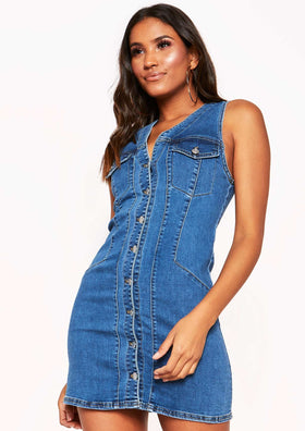 Denim Button Up Mini Dress
