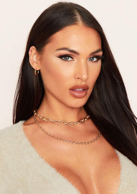 Amy Gold Chunky Double Chain Necklace