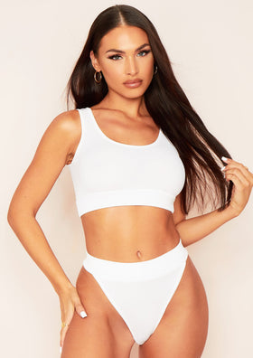 Laura Ivory Ribbed Cropped Vest Top