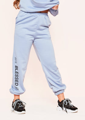 Myra Blue "Blessed" Slogan Joggers