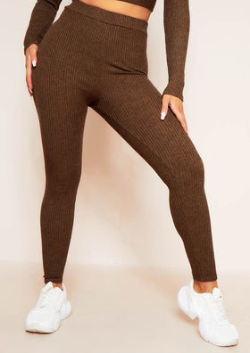 Sarah Chocolate Brushed Ribbed Legging