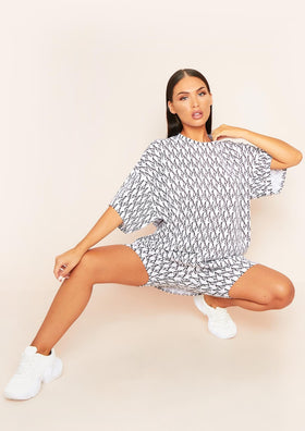 Heidi White Missy Print Branded Oversized T-Shirt