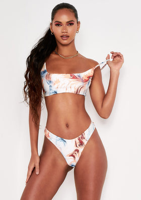 Aliyah Multi Swirl Print Strappy Bikini Top