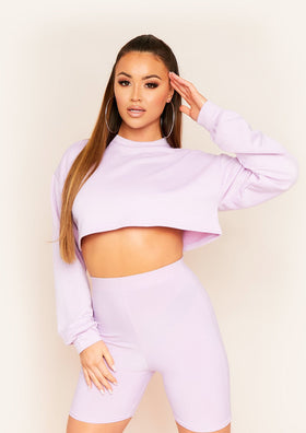 Hedda Lilac Cropped Loopback Sweatshirt