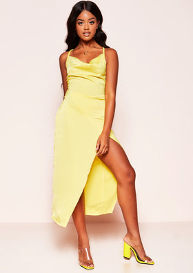 Destiny Yellow Cowl Neck Slip Dress