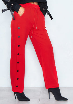Chantelle Red Button Detail Trousers
