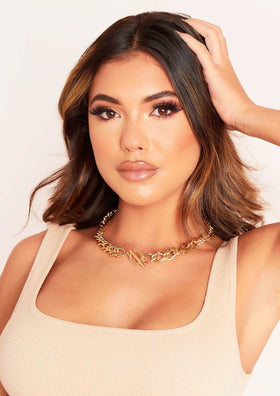 Laura Thick Gold Lock Necklace
