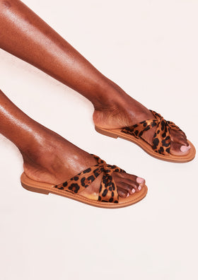 Lilah Leopard Print Twisted Sandals