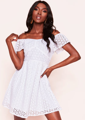 Lizzie White Crochet Mini Dress