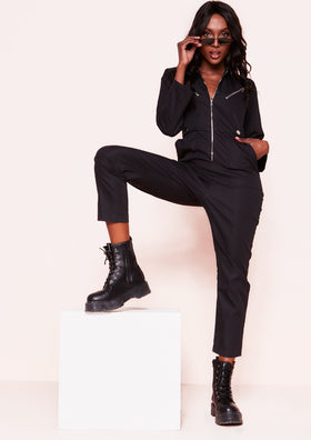 Polly Black Utility Jumpsuit