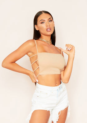 Kate Nude Strappy Cut Out Sides Crop Top