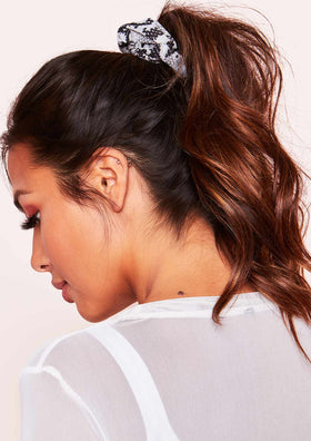 Sally Grey Snake Print Scrunchie