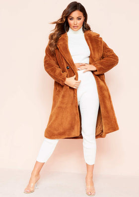Remy Brown Faux Fur Midi Oversized Coat