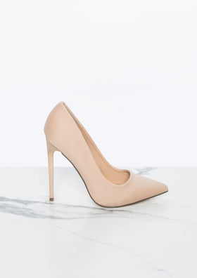 Polly Beige Faux Leather Court Heels