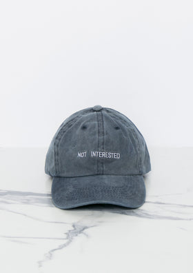 Kiera Denim Not Interested Slogan Baseball Cap
