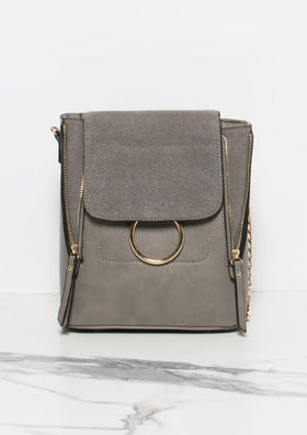 Melanie Grey Ring Detail Cross Body Bag