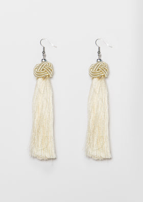 Izabela Cream Knot Tassel Earrings