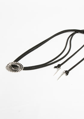 Celi Black Silver Buckle Shoe Lace Choker