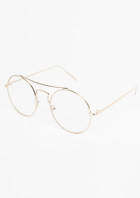 Granger Gold Clear Lens Circle Frame Top Bar Glasses