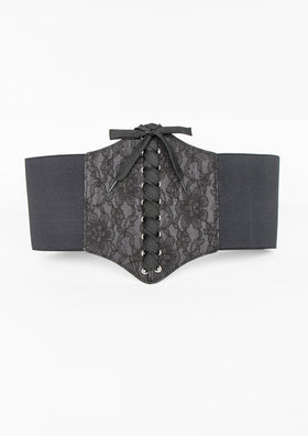 Kiya Black Lace Overlay Corset Belt