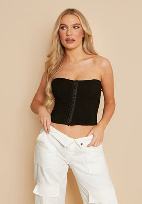 Scarlett Black Eyelet Panel Corset Top