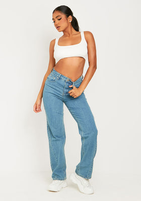 Naomi Vintage Wash Straight Leg Seam Detail Jeans