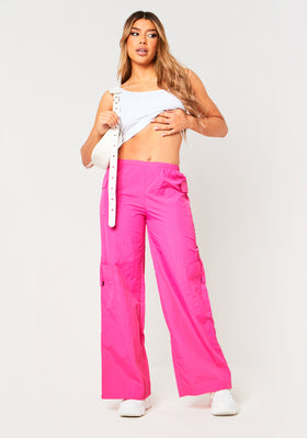 Cindy Pink Wide Leg Cargo Trousers