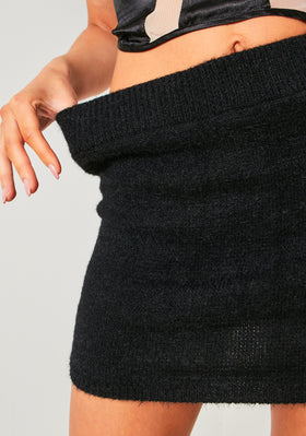 Aviana Black Fluffy Micro Mini Skirt