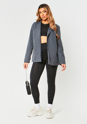 Sabrina Charcoal Tailored Oversized Blazer