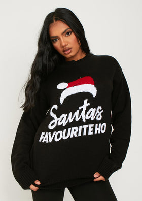 Jenna Black Knitted 'Santas Favourite Ho' Oversized Jumper