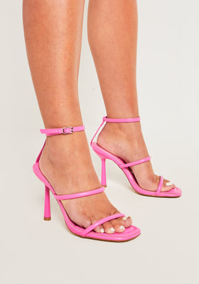 Justine Pink Square Toe Strappy Heels