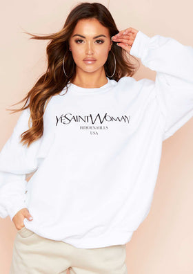 Lotta White Woman Slogan Oversized Sweatshirt