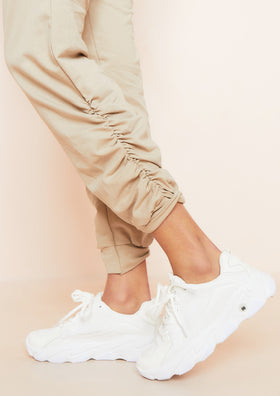 Mira White Chunky Platform Trainers