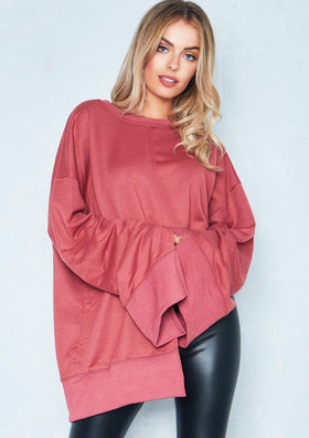 Fearne Rust Asymmetric Split Sleeve Jumper