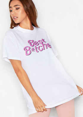 Palma White Best B*tches Slogan T Shirt