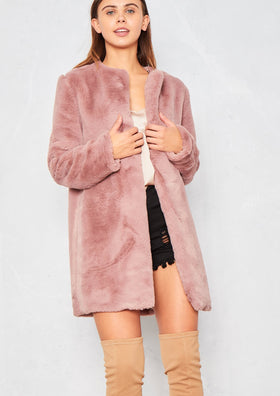Giovanna Pink Faux Fur Coat