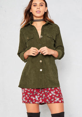 Julia Green Cord Collard Shacket