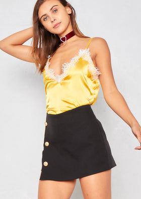 Rayne Yellow Lace Detail Slip Cami Top