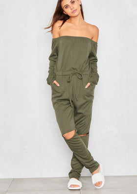 RiRi Green Off The Shoulder Jumpsuit